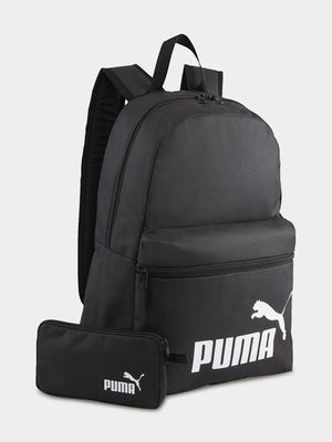 Puma Phase  Black Backpack Set