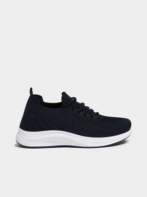 Jet Women's Navy Lace Up Knit Sneakers