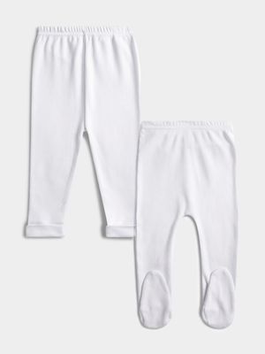 Jet Baby White Footed & Footless 2 Pack Leggings