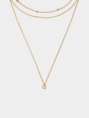 18ct Gold Plated Waterproof Tripple Layer Necklace