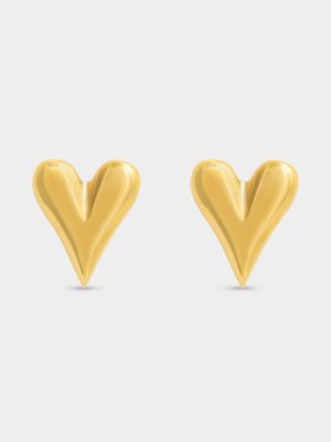 Gold Plated Female Puff Heart Earrings