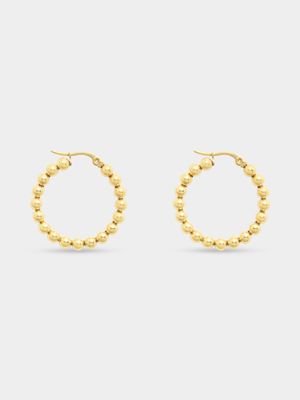 Gold Plated Beaded Hoop Earrings