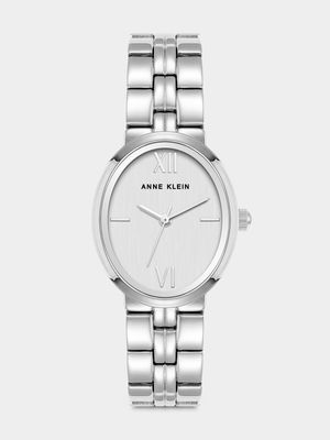AnneKlein Womens Silver Plated Oval Watch