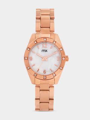 MX Rose Plated Mother Of Pearl Dial Bracelet Watch
