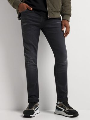 Men's Relay Jeans Skinny Grey Coated Rip and Repair Grey Jean