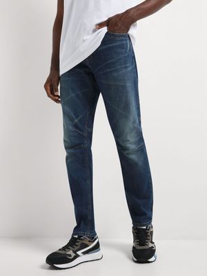 Men's Relay Jeans Slim Straight Engineered Blue Mid Wash Jean