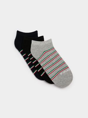 Fabiani Men's 3-Pack Tri Stripe Sneaker Socks