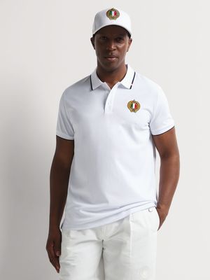 Fabiani Men's Tri Colour Tipped White Polo