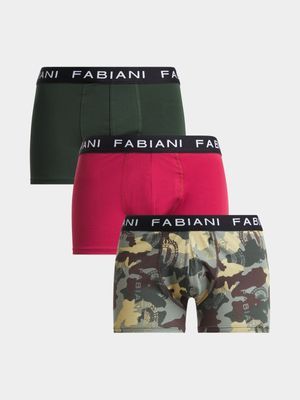 Fabiani Men's 3-Pack Camo Print Trunks