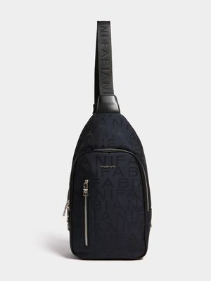 Fabiani Men's Monogram Nylon Navy Shoulder Bag