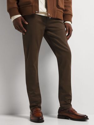 Fabiani Men's Miracle Slim Leg Brown Trousers