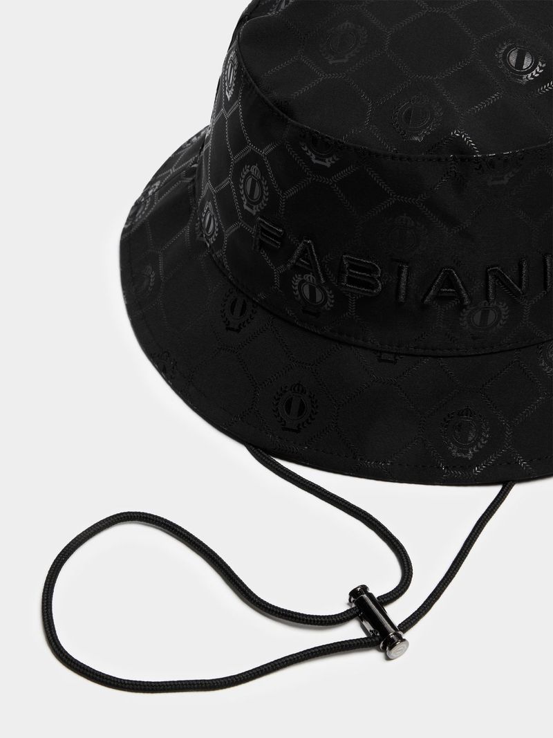 Fabiani Men's Monogram Crest Black Bucket Hat