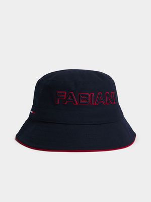 Fabiani Men's Embroidered Pique Navy Knit Buck Hat