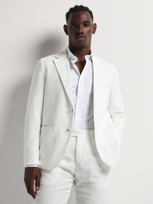 Fabiani Men's Collezione Linen White Suit Jacket