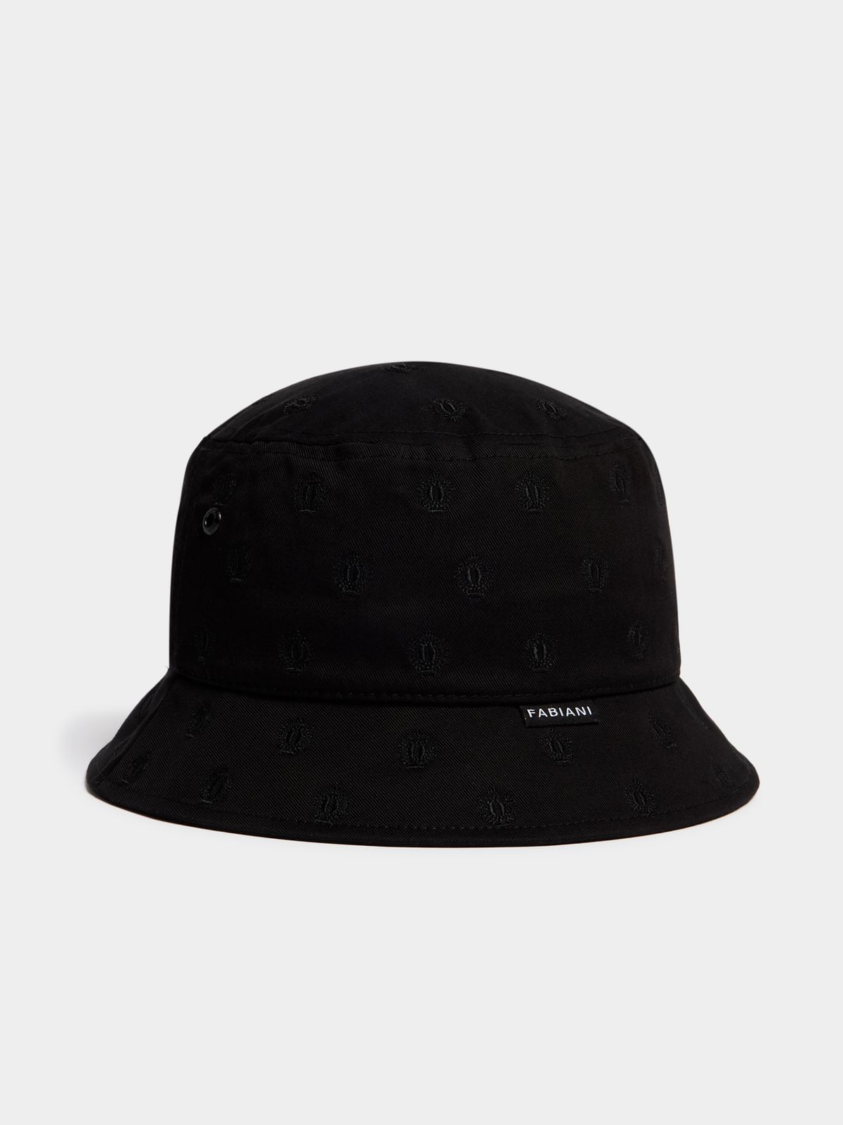 Fabiani Men's All Of Print Embroidery Crest Black Bucket Hat - Bash.com