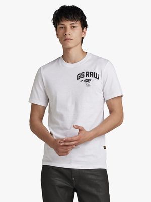 G-Star Men's Skeleton Dog Chest Graphic White T-Shirt