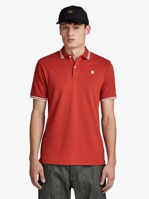 G-Star Men's Dunda Slim Stripe Red Polo Shirt