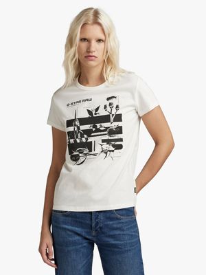 G-Star Women's Painted Graphic Lash White T-Shirt