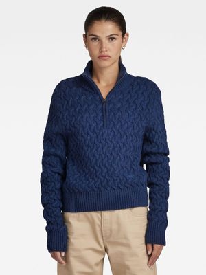 G-Star Women's Chunky Skipper Knitted Rank Blue Sweater