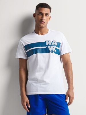G-Star Mens RAW. Stripe Graphic White T-Shirt