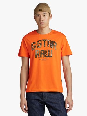 G-Star Men's Camo Print Orange T-Shirt