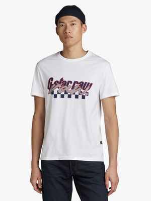 G-Star Men's Moto Sport Print White T-Shirt