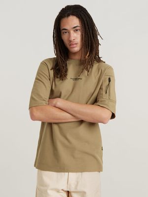 G-Star Men's Sleeve Pocket Khaki Tweeter T-Shirt