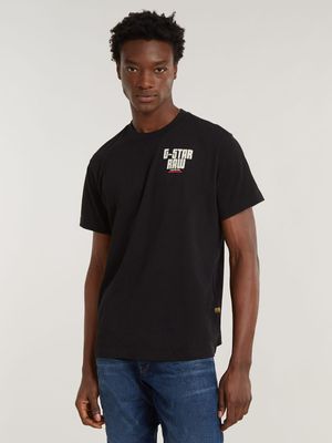 G-Star Men's Engine Back Graphic Loose Dark Black T-Shirt
