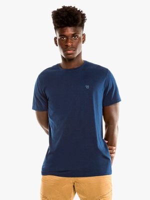 Men's Relay Jeans Branded Crew Neck Basic Blue T-Shirt