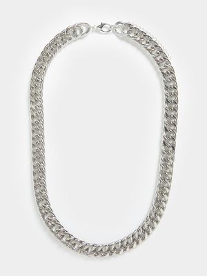 MKM Silver Chunky Double Curb Chain Necklace