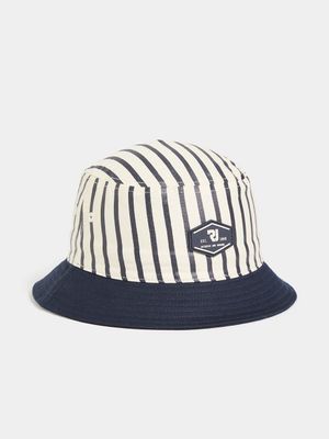 RJ Navy/Ecru Wide Stripe Bucket Hat