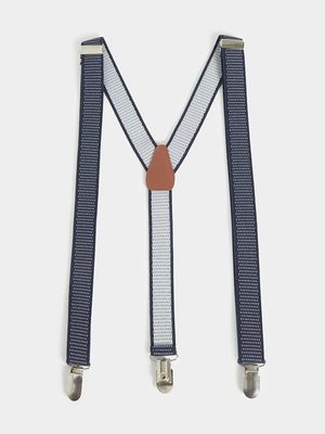 MKM Navy Dot Contrast Suspenders