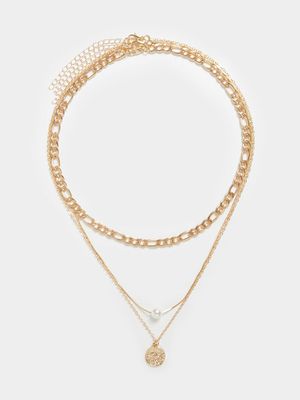 MKM Gold Pearl Drop Necklace Pack