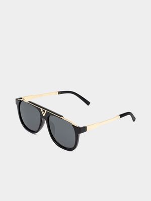 Men's Markham Versus Upstyled Black/Gold Lounger Sunglasses