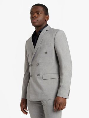 MKM Grey Smart Skinny Textured Double Breasted Jacket