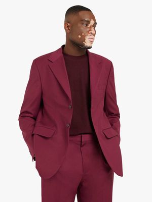 MKM BURGANDY FRESH DRIP SINGLE BREASTED SUIT JACKET