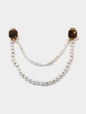 MKM Gold Double Pearl Strand Collar Tip