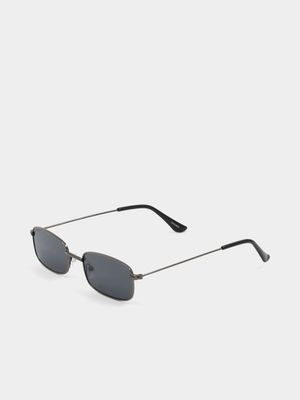 Men's Markham Gunmetal Metal Rectangular Grey Sunglasses