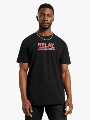 RJ Black Slim Fit Holographic Black T-Shirt