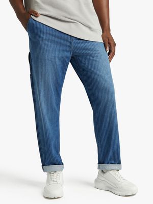 RJ Blue Regular Fit Stripe Carpenter Jeans