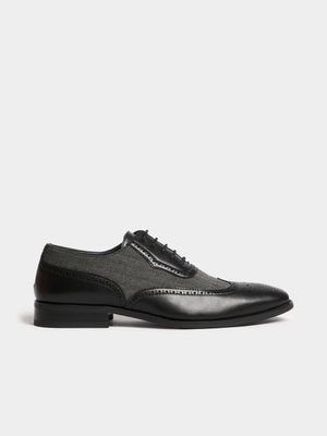 Men's Markham Textured Lazer Brogue Black Shoes