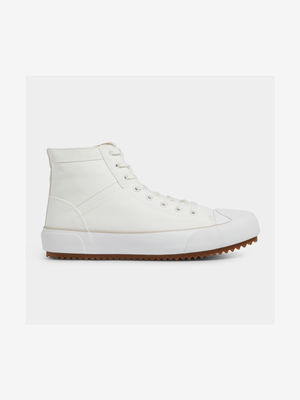 RJ White Canvas Hi Top