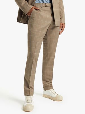 Men's Markham Slim Check Brown Suit Trouser
