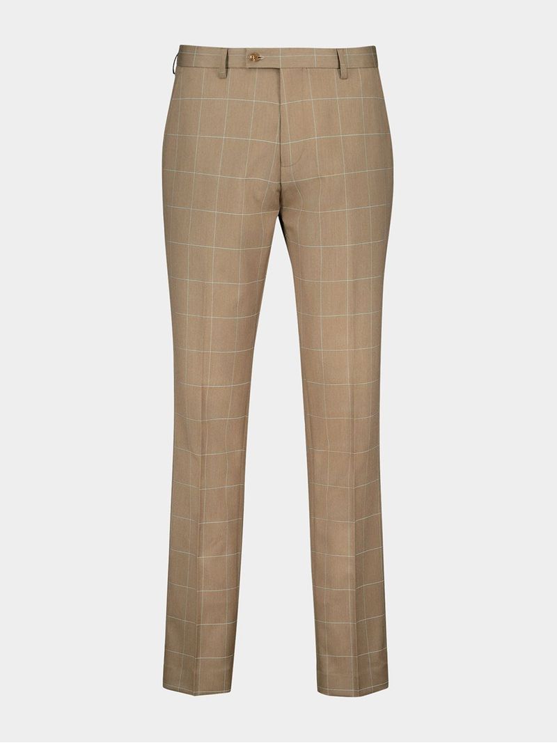 Men's Markham Slim Check Brown Suit Trouser - Bash.com