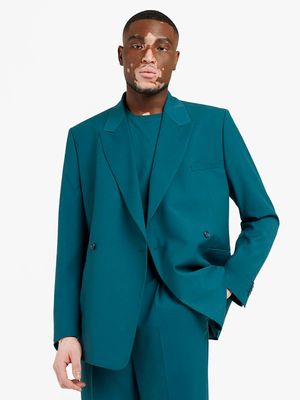 MKM TEAL FRESH DRIP DOUBLE BREASTED SUIT JACKET