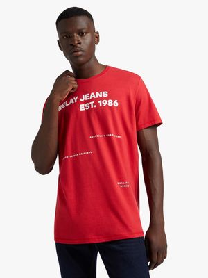 RJ RED SLIM FIT TECH PRINT T-SHIRT