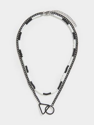 MKM Black Monochrome Beaded Necklace