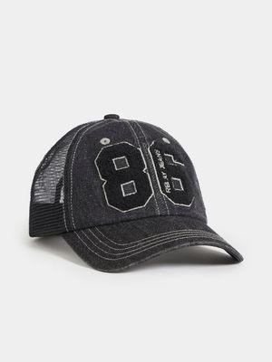 RJ Black Denim Trucker Curve Peak Cap