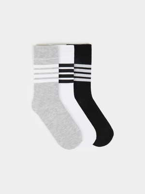 MKM Multicolour 3PK STRIPE Socks