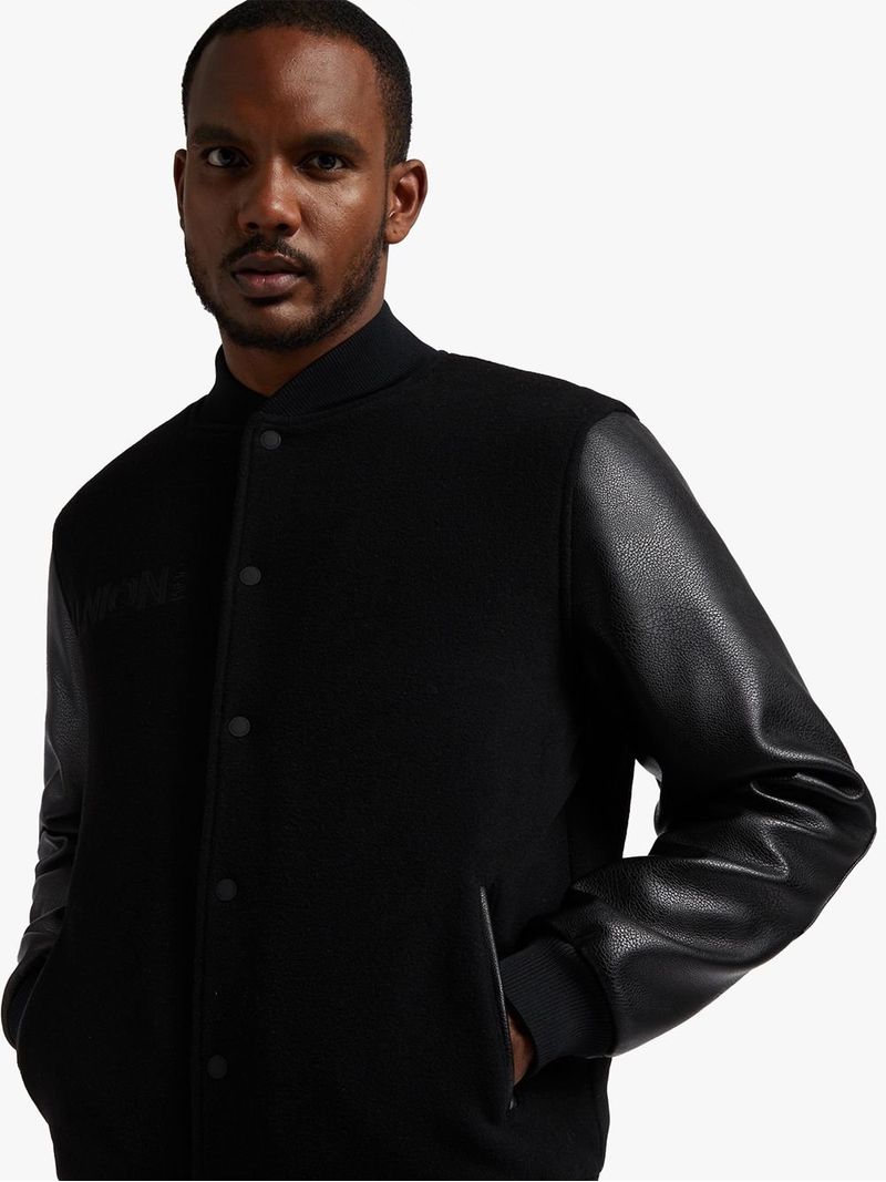 Men's Union-DNM Melton Varsity Black Jacket - Bash.com Men's Union-DNM Melton Varsity Black Jacket - Bash.com
